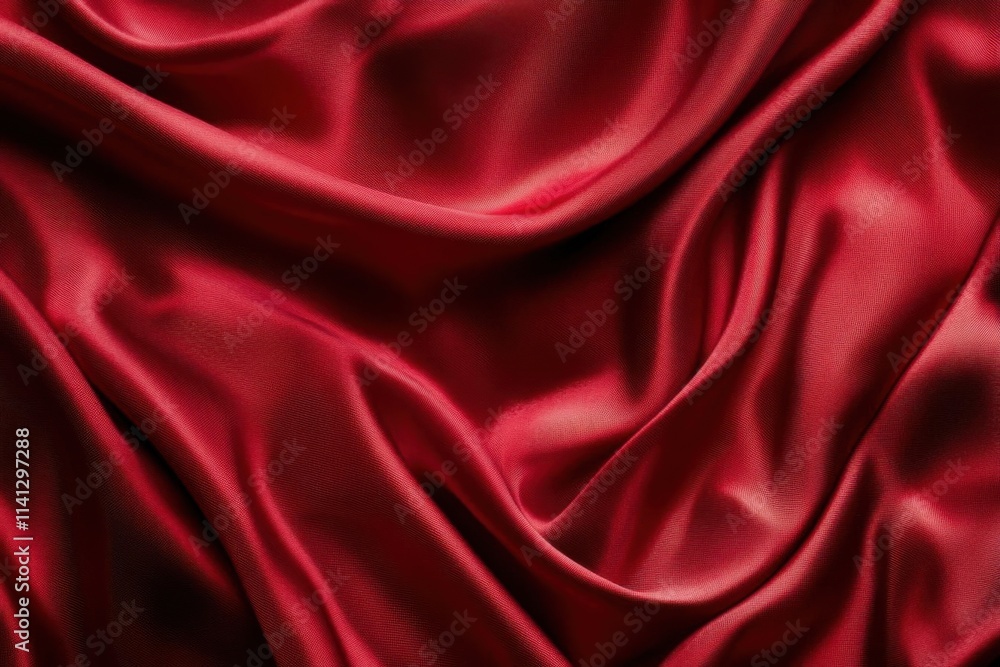 Red silk fabric drapes elegantly, showcasing luxurious texture and rich color. Red silk fabric drapes elegantly, showcasing luxurious texture and rich color.