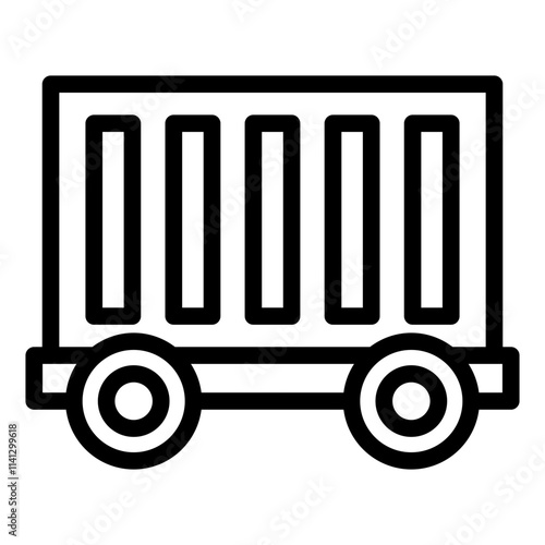 Freight container train outline icon for shipping and rail logistics