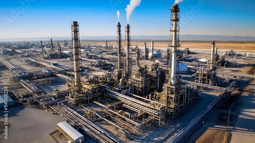 Wallpaper Mural Aerial View of a Large Oil Refinery with Complex Pipe Networks  Torontodigital.ca