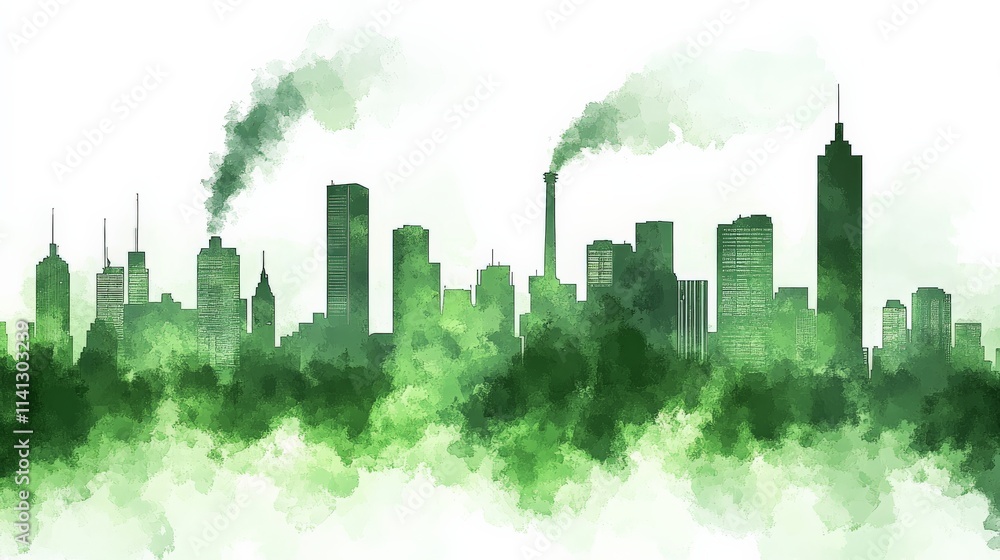 Fototapeta premium Conceptual Artwork of Air Pollution in Cityscape