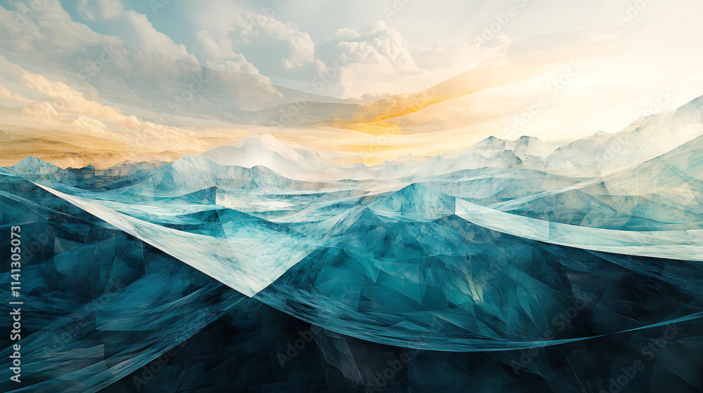 Obraz premium Inspired surreal landscape with layered abstract shapes, artistic