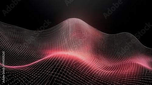 Wallpaper Mural Abstract Red Grid Waveform Digital Art Torontodigital.ca