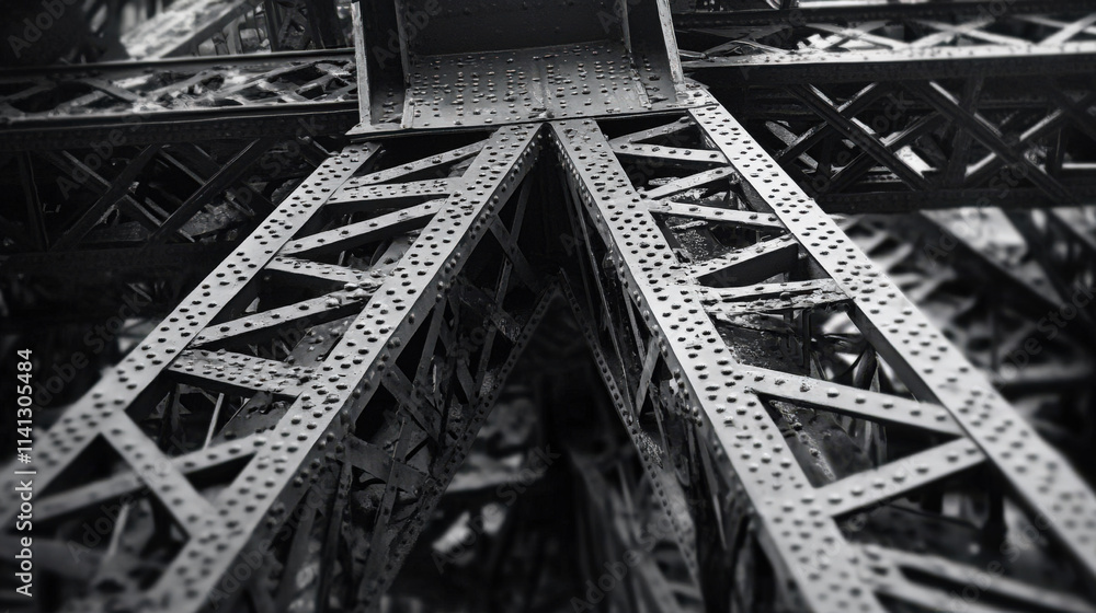 Steel beams combined into a huge steel structure building Steel beams combined into a huge steel structure building