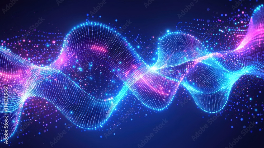 A holographic technology background with glowing interconnected nodes, flowing data streams, and abstract neon patterns. The design features a sleek digital gradient from deep indigo to bright A holographic technology background with glowing interconnected nodes, flowing data streams, and abstract neon patterns. The design features a sleek digital gradient from deep indigo to bright