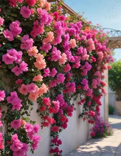 Wallpaper Mural Colorful Bougainvillea flowers in full bloom on a trellis, nature, outdoor, pink Torontodigital.ca