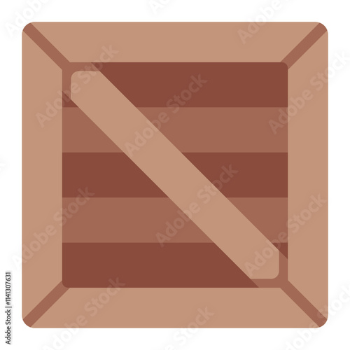 Wooden crate flat icon for secure shipping and cargo handling