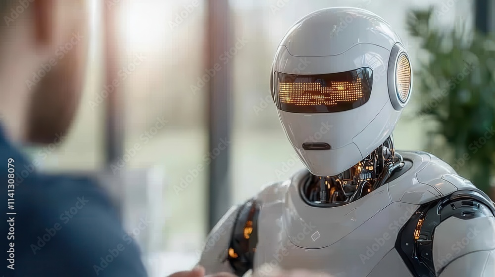Futuristic humanoid robot with advanced mechanical and electronic components engaged in innovative technological interaction Showcasing the latest advancements in intelligence Futuristic humanoid robot with advanced mechanical and electronic components engaged in innovative technological interaction Showcasing the latest advancements in intelligence