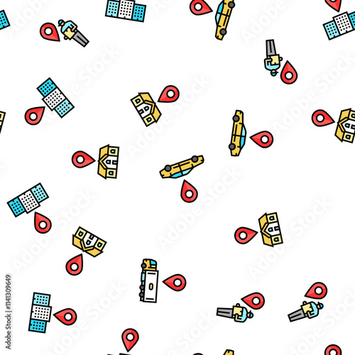 location pin map point vector seamless pattern thin line illustration