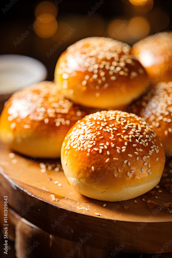 Artisanal Burger Buns Captured in a Touching Homely Setting: A Testament to Fine Bakery Skills Artisanal Burger Buns Captured in a Touching Homely Setting: A Testament to Fine Bakery Skills