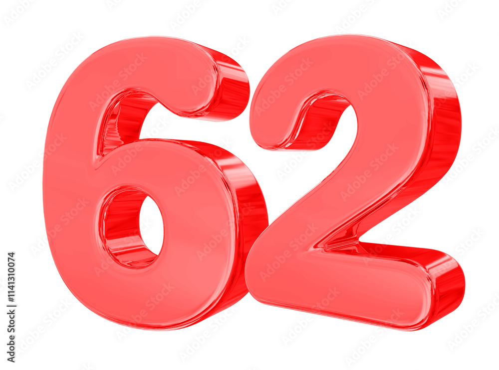 62 Red Number 62 Red Number