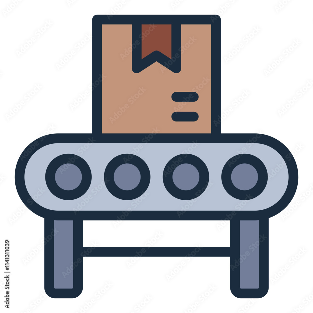 Conveyor belt filled line icon for package shipping and logistics Conveyor belt filled line icon for package shipping and logistics