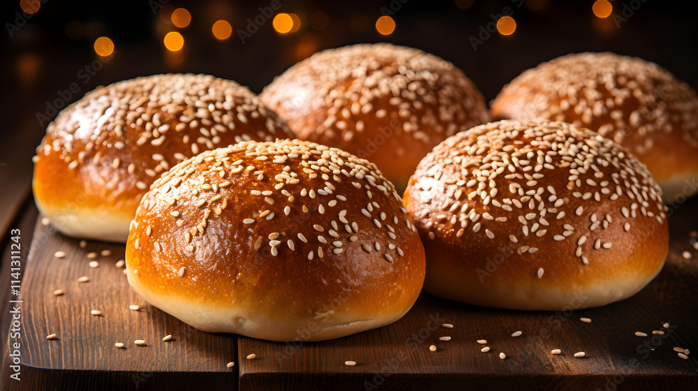 Artisanal Burger Buns Captured in a Touching Homely Setting: A Testament to Fine Bakery Skills Artisanal Burger Buns Captured in a Touching Homely Setting: A Testament to Fine Bakery Skills