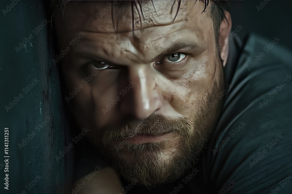 Weathered Man Intense Gaze Close Up Portrait Weathered Man Intense Gaze Close Up Portrait