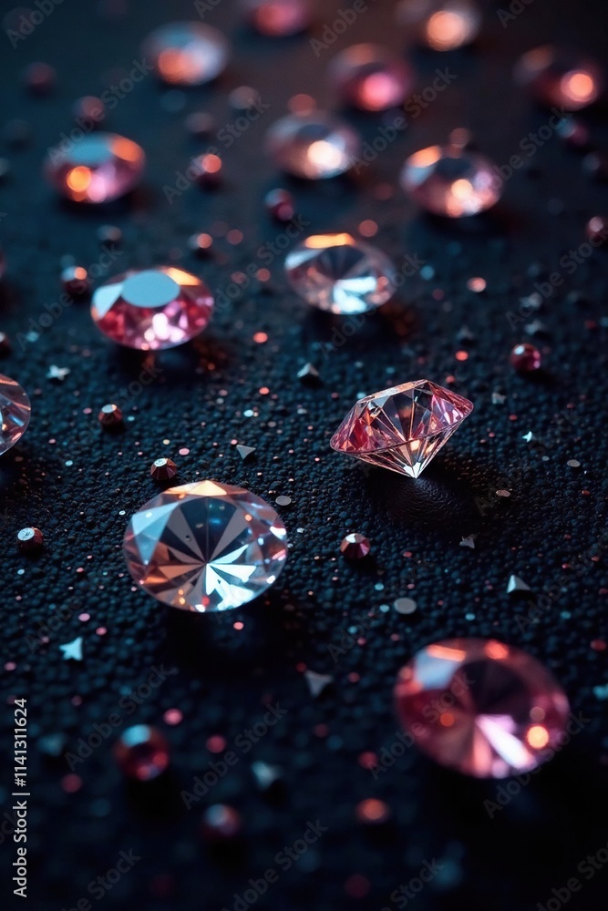 Glittering diamonds scattered across a black canvas, diamonds, abstract Glittering diamonds scattered across a black canvas, diamonds, abstract