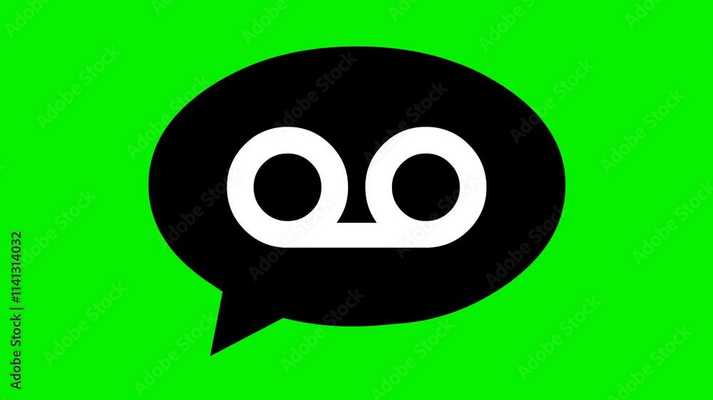 video animation black and white icon speech bubble and voicemail message symbol concept, on a green chroma key background video animation black and white icon speech bubble and voicemail message symbol concept, on a green chroma key background