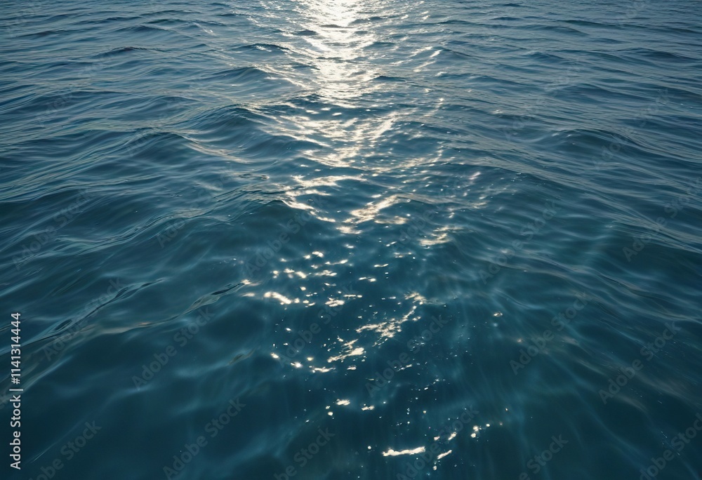 Ocean surface with gentle, easy ripples in the blue water, ocean waves, reflection Ocean surface with gentle, easy ripples in the blue water, ocean waves, reflection