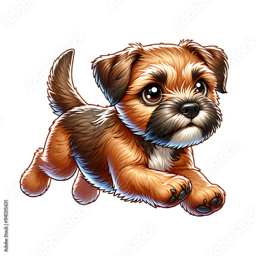 Border terrier running clip art cartoon illustration photo