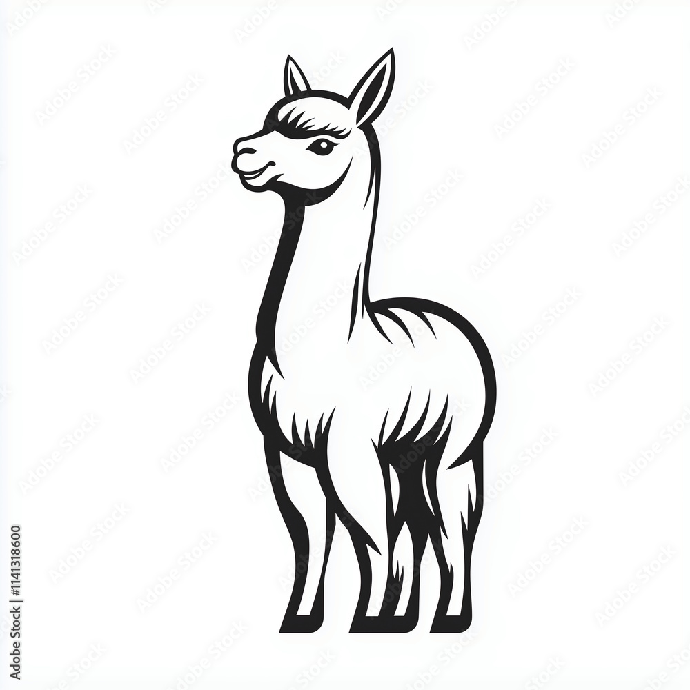 Alpaca logo silhouette vector cartoon illustration Alpaca logo silhouette vector cartoon illustration