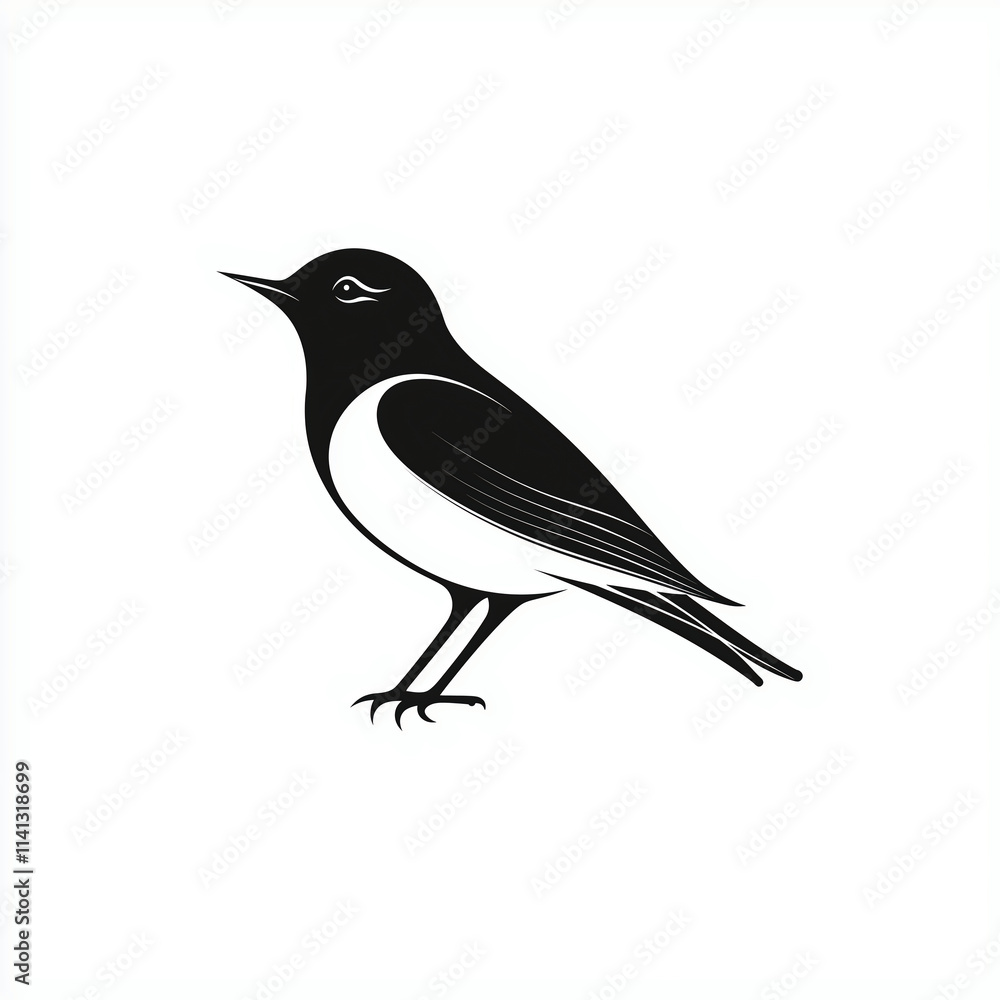 Obraz premium American robin bird silhouette illustration isolated on a white background