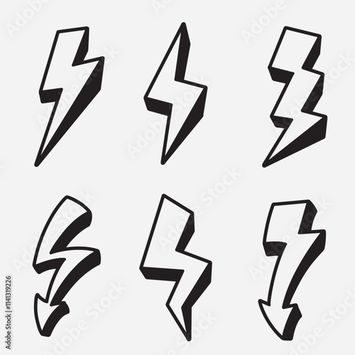 set of lightning good for icon, symbol, element design, logo, etc