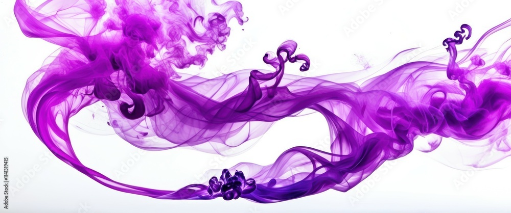 Photograph of a purple ink cloud in water, abstract, fluid motion, dynamic, swirling, wispy tendrils, high quality, bright, vivid, contrast, white background Photograph of a purple ink cloud in water, abstract, fluid motion, dynamic, swirling, wispy tendrils, high quality, bright, vivid, contrast, white background