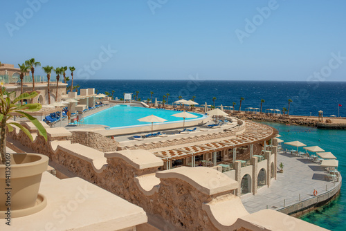 beautiful views of the coast of sahl hasheesh hurghada for banner background
