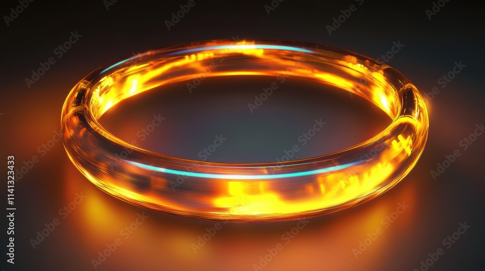 A glowing orange ring with vibrant light reflections, creating a mesmerizing and futuristic ambiance. A glowing orange ring with vibrant light reflections, creating a mesmerizing and futuristic ambiance.