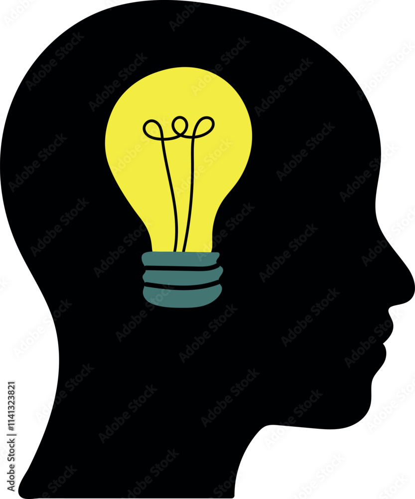 Head Silhouette with a Light bulb Symbolizing a Bright Idea Head Silhouette with a Light bulb Symbolizing a Bright Idea