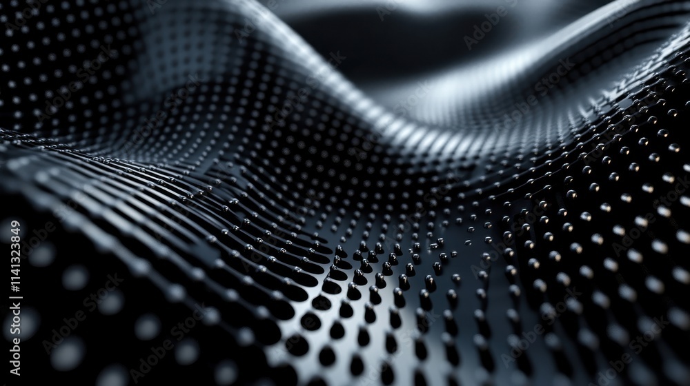 Abstract close-up of a textured surface with black dots, creating a dynamic wave-like pattern. Abstract close-up of a textured surface with black dots, creating a dynamic wave-like pattern.
