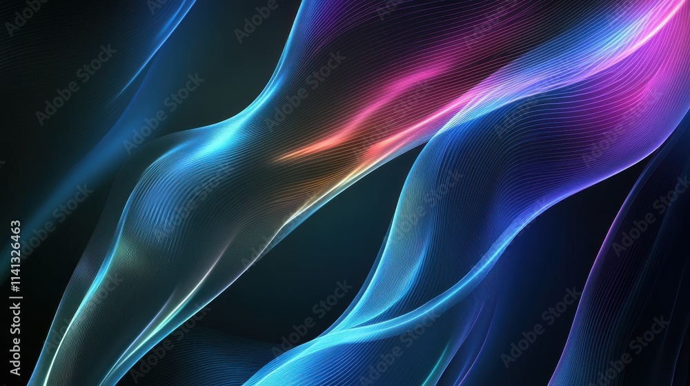 Vibrant abstract waves of blue and pink light flow gently, creating a mesmerizing digital artwork. Vibrant abstract waves of blue and pink light flow gently, creating a mesmerizing digital artwork.