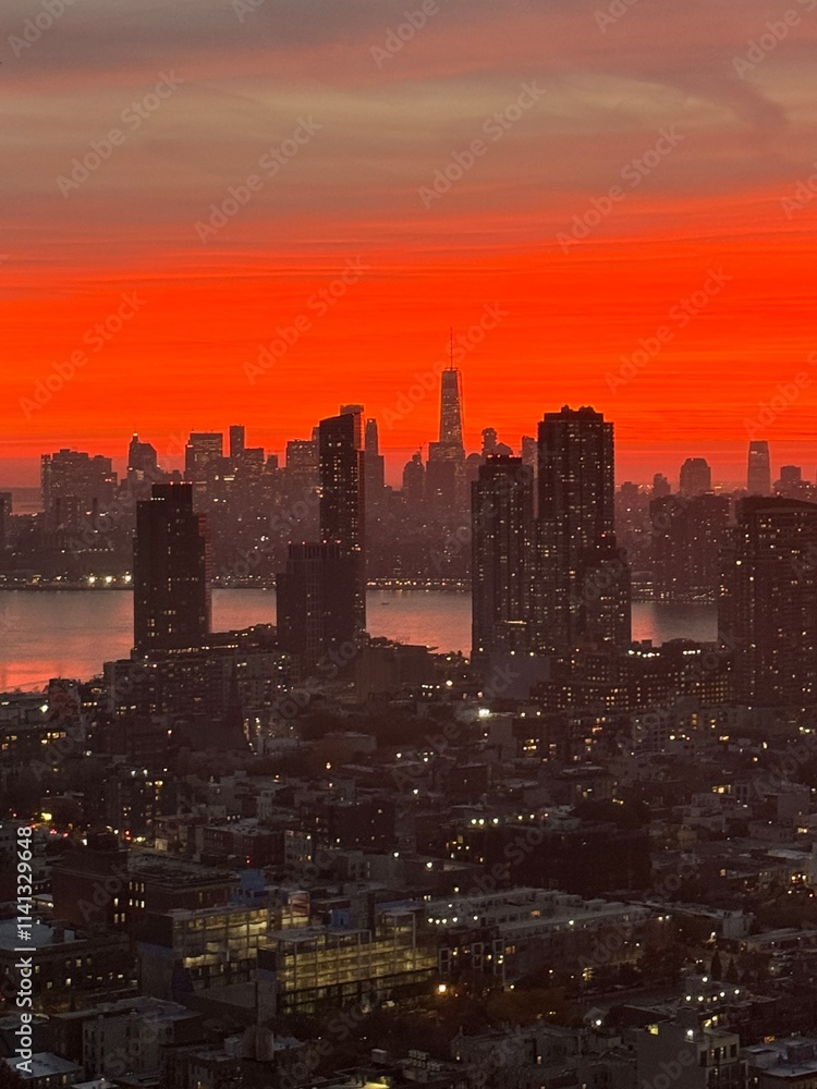 New York City sunset November New York City sunset November