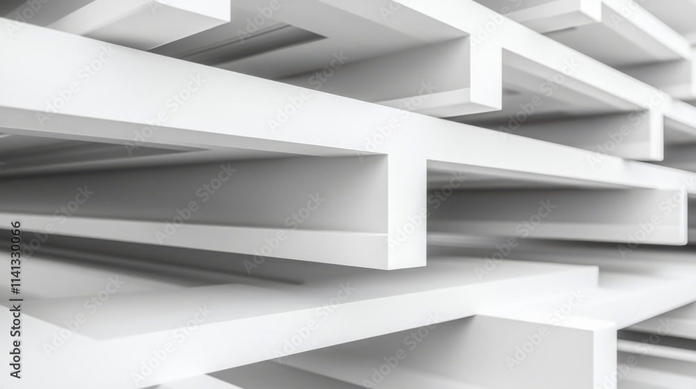 Abstract view of stacked white boards, showcasing a modern and minimalist design element. Abstract view of stacked white boards, showcasing a modern and minimalist design element.