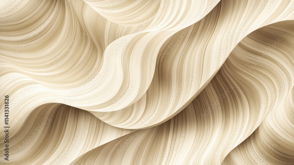 An abstract depiction of flowing waves in soft beige and cream tones, creating a serene and elegant atmosphere. An abstract depiction of flowing waves in soft beige and cream tones, creating a serene and elegant atmosphere.