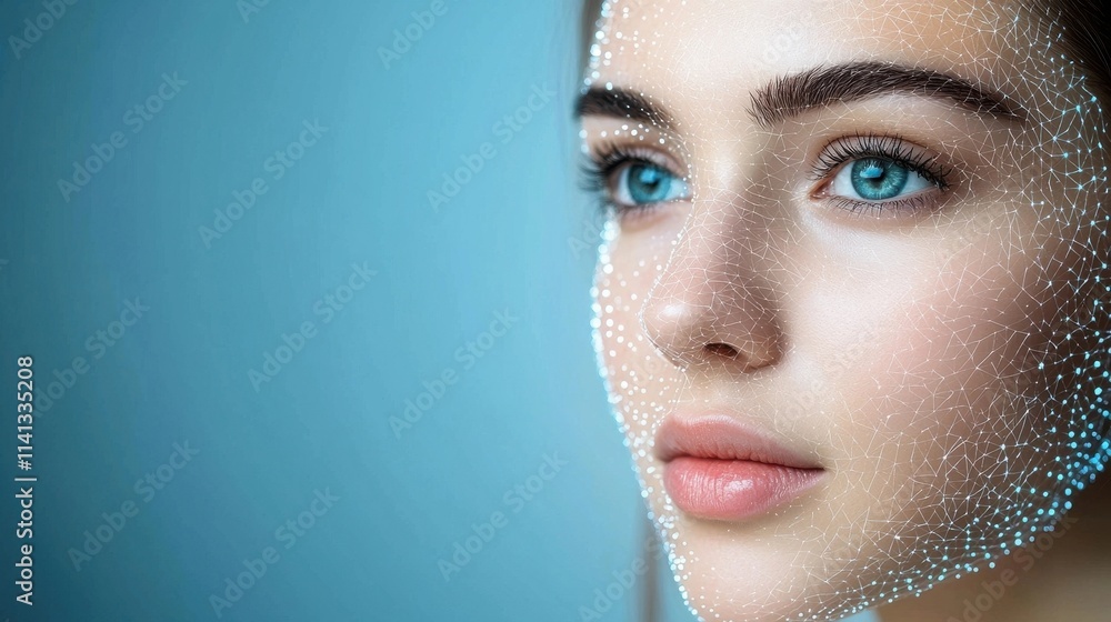 Fototapeta premium Mesmerizing Ethereal Beauty A Serene Female Portrait with Glowing Skin Captivating Eyes and a Tranquil Elegant Presence This flawless