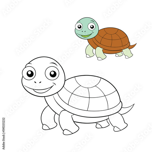 A fun turtle coloring page featuring a cute, detailed turtle with a patterned shell, perfect for kids to color with their favorite colors and get creative!
