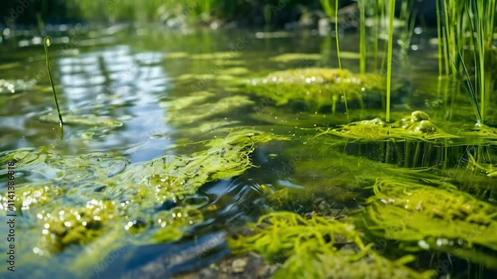 The Reaction of Algae Growing on the Surface of Pond Water The Reaction of Algae Growing on the Surface of Pond Water