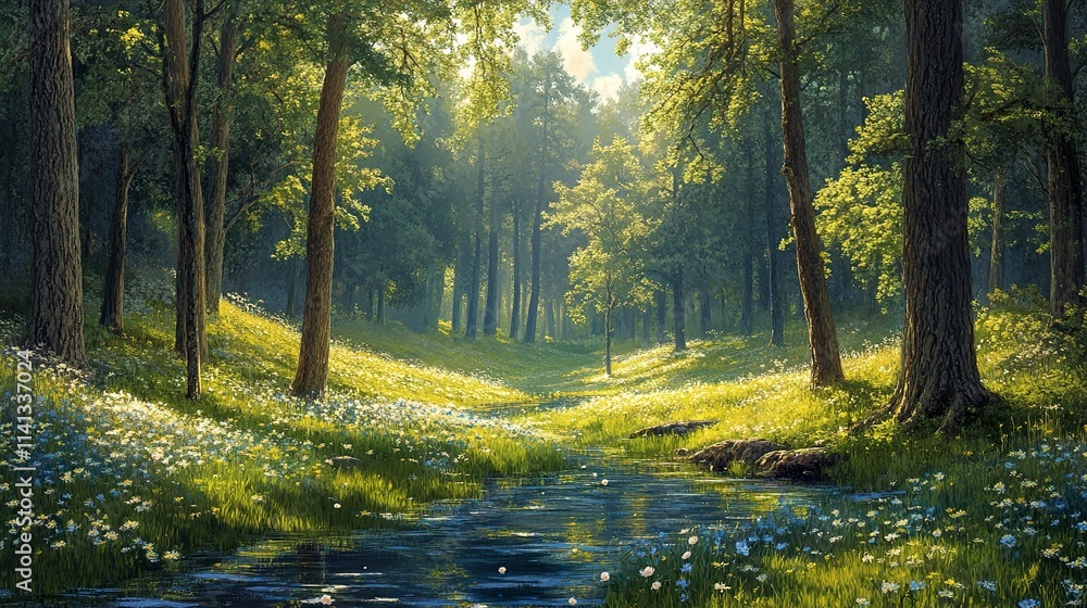 Sunlit Forest Creek: A Peaceful Nature Escape Sunlit Forest Creek: A Peaceful Nature Escape