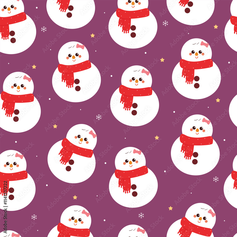 seamless pattern cartoon snowman in winter day. cute winter wallpaper for fabric print, gift wrap paper seamless pattern cartoon snowman in winter day. cute winter wallpaper for fabric print, gift wrap paper