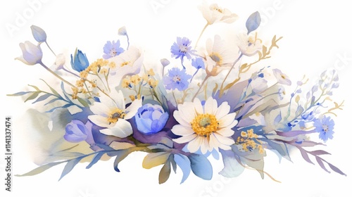 Wildflower border watercolor clipart featuring vibrant, hand-painted flowers 