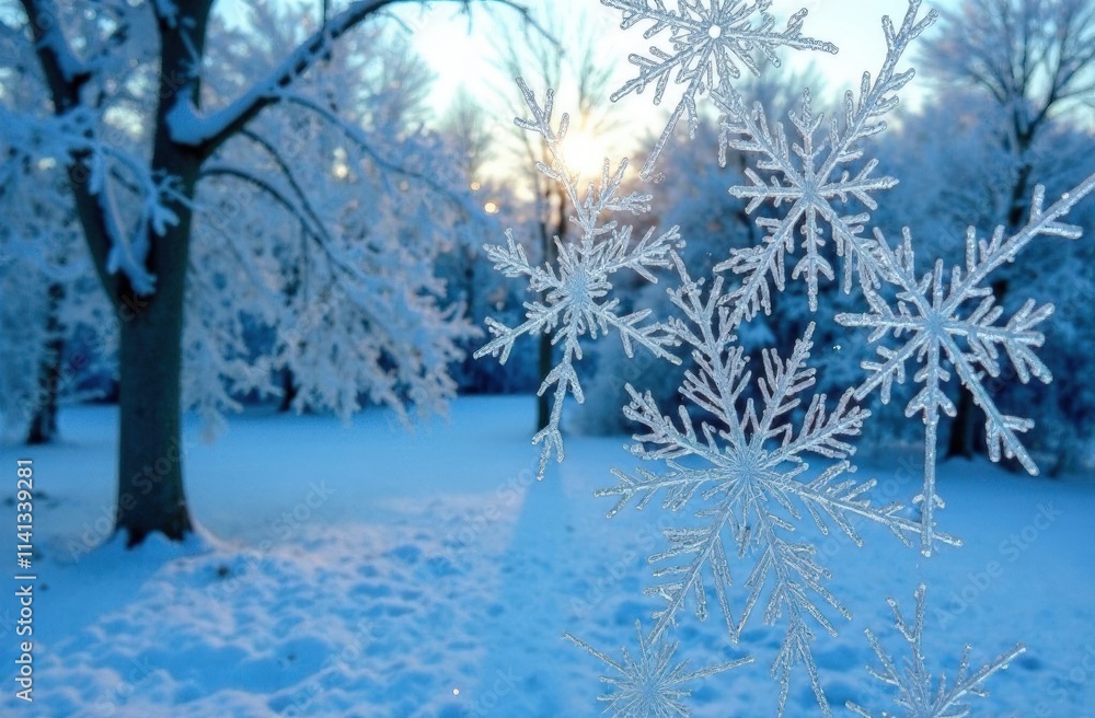 An extreme close-up of ice crystals or snowflakes, showing their complex geometric structures and natural symmetry An extreme close-up of ice crystals or snowflakes, showing their complex geometric structures and natural symmetry