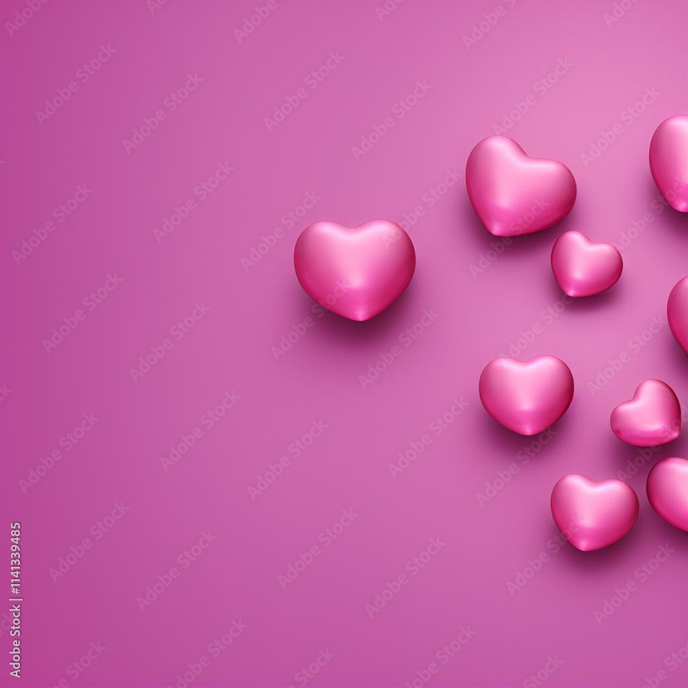 Pink Gradient Valentines Day Theme Wallpaper With 3d Hearts Render Pink Gradient Valentines Day Theme Wallpaper With 3d Hearts Render