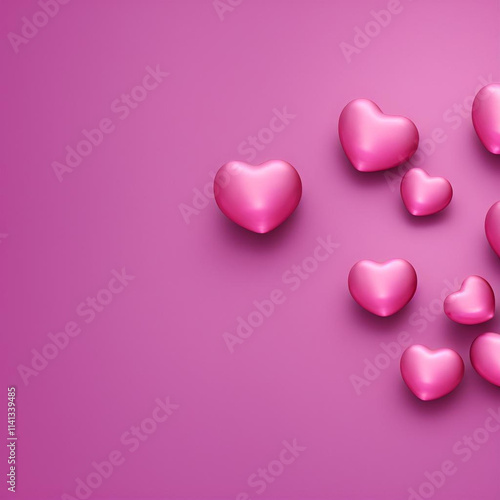 Pink Gradient Valentines Day Theme Wallpaper With 3d Hearts Render