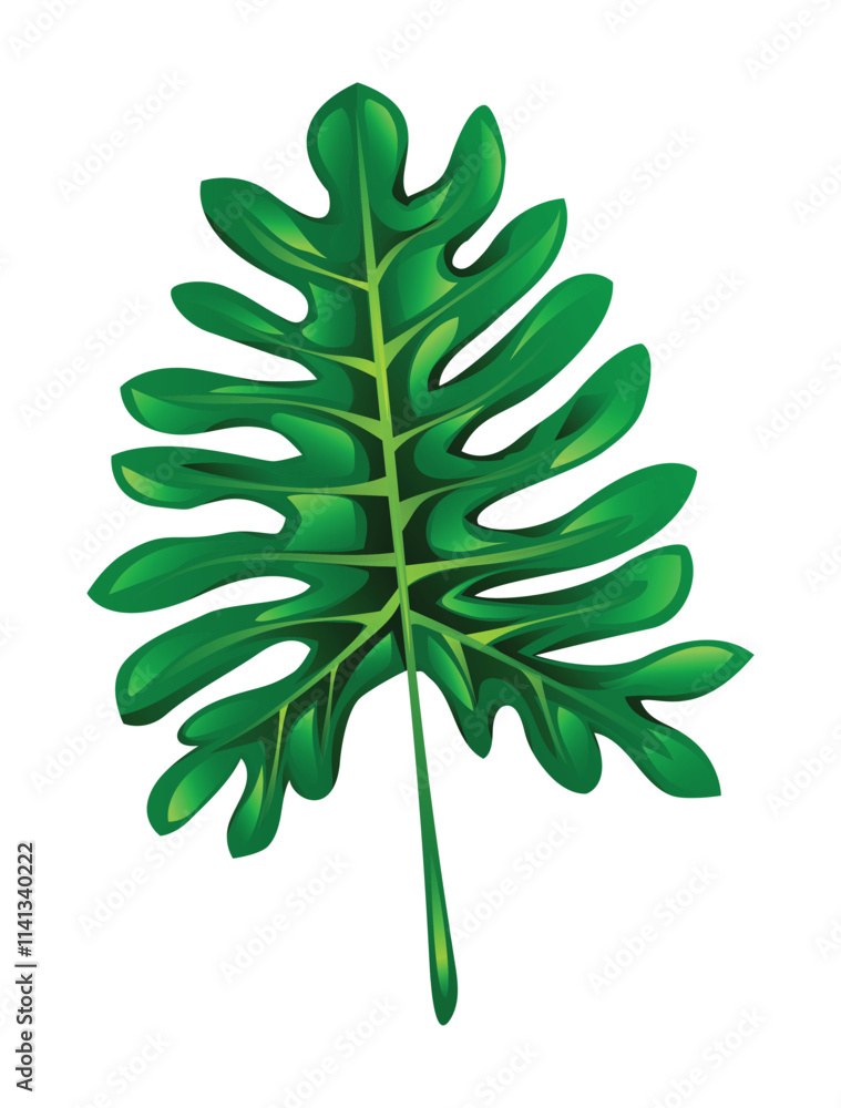 Exotic philodendron split leaf. Vector cartoon illustration Exotic philodendron split leaf. Vector cartoon illustration