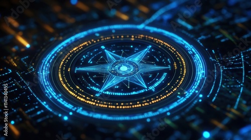 Wallpaper Mural Digital representation of a compass set against a blue background. Torontodigital.ca