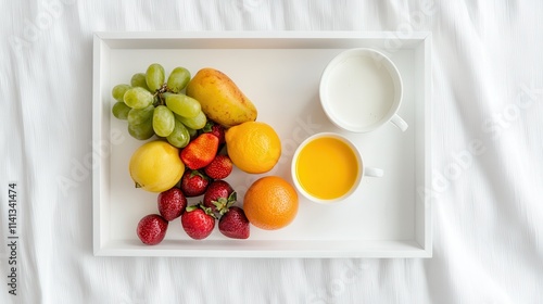 Wallpaper Mural Halal fruits use organic ingredients. Fresh fruit and juice on a white tray. Torontodigital.ca