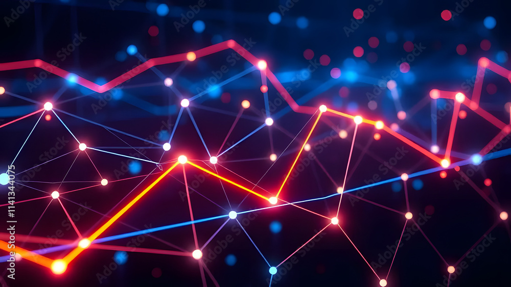 Data Network: Abstract visual representation of data flow, connections, and patterns in a dynamic and vibrant network. The image showcases a complex web of interconnected nodes. Data Network: Abstract visual representation of data flow, connections, and patterns in a dynamic and vibrant network. The image showcases a complex web of interconnected nodes.