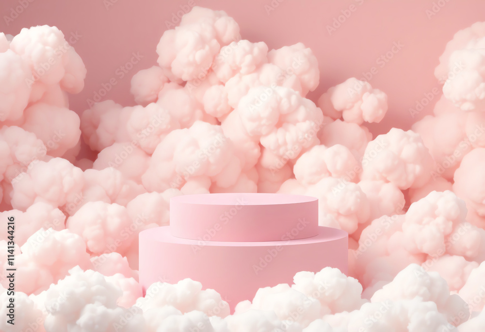 Elegant Pink Cloud Pedestal Display for Product Mockups Elegant Pink Cloud Pedestal Display for Product Mockups