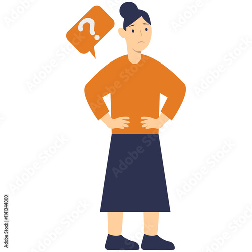 People Think and Ask Question. Flat Vector Illustration