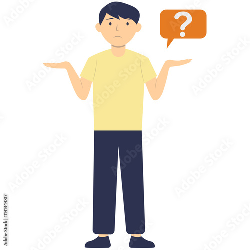 People Think and Ask Question. Flat Vector Illustration