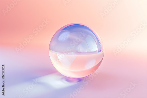 Elegant and Minimalistic Bubble Icon with Translucent Pastel Colors and Light Reflections